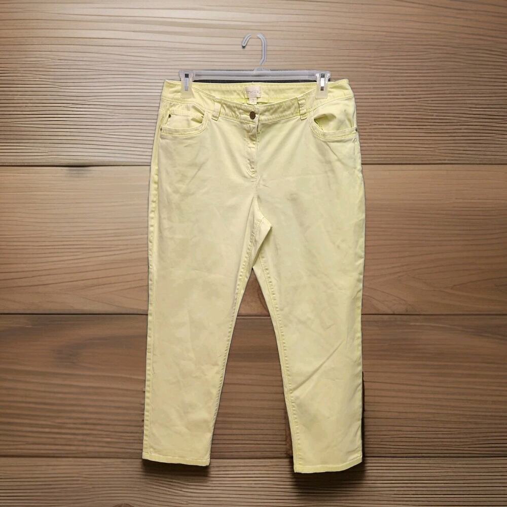 Chico's Skimmer Ankle Size 2 12 Large Lime Green Mid Rise Stretch Jeans